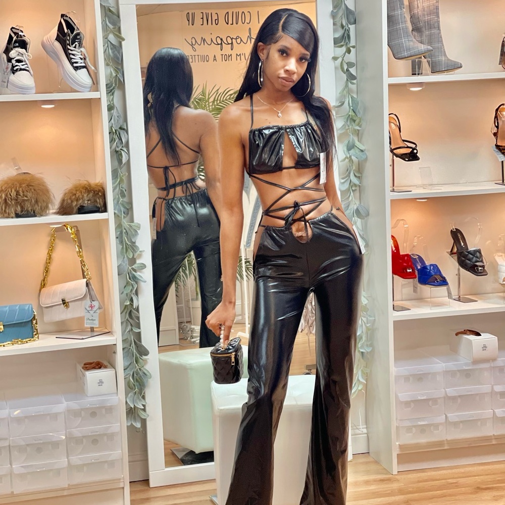 NWT Leather 2 Pc Strappy Set